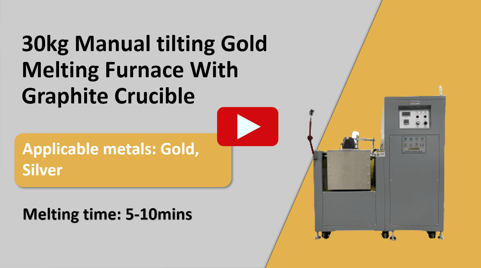 30kg Manual tilting Gold Melting Furnace With Graphite Crucible