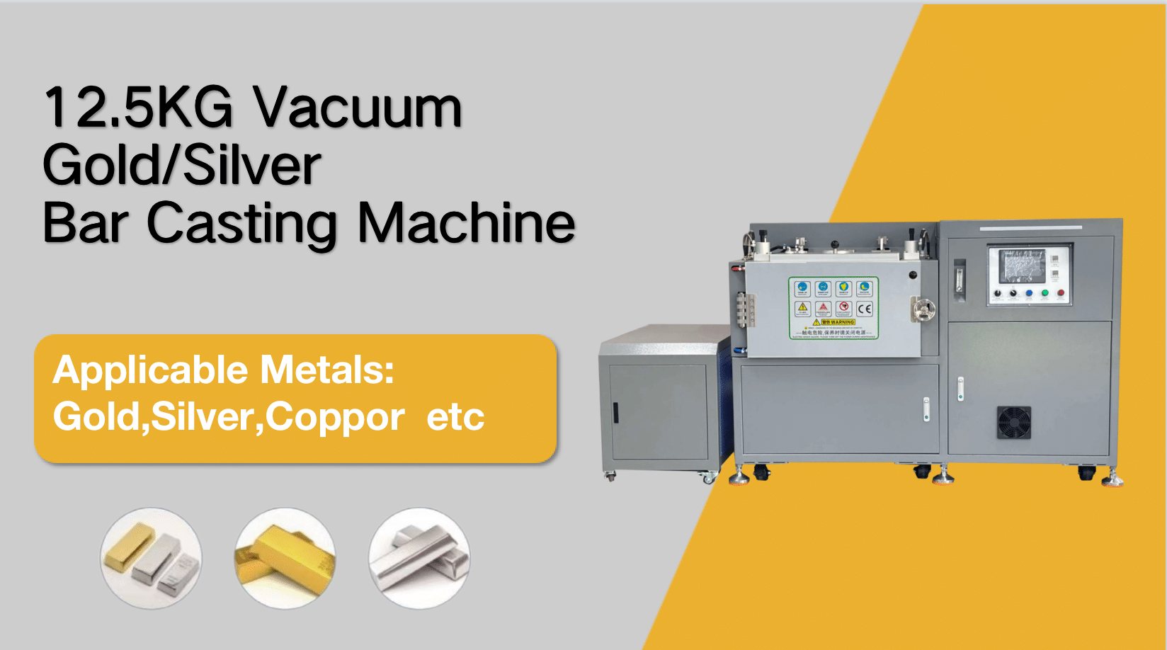 12.5kg vacuum gold,silver bar casting machine