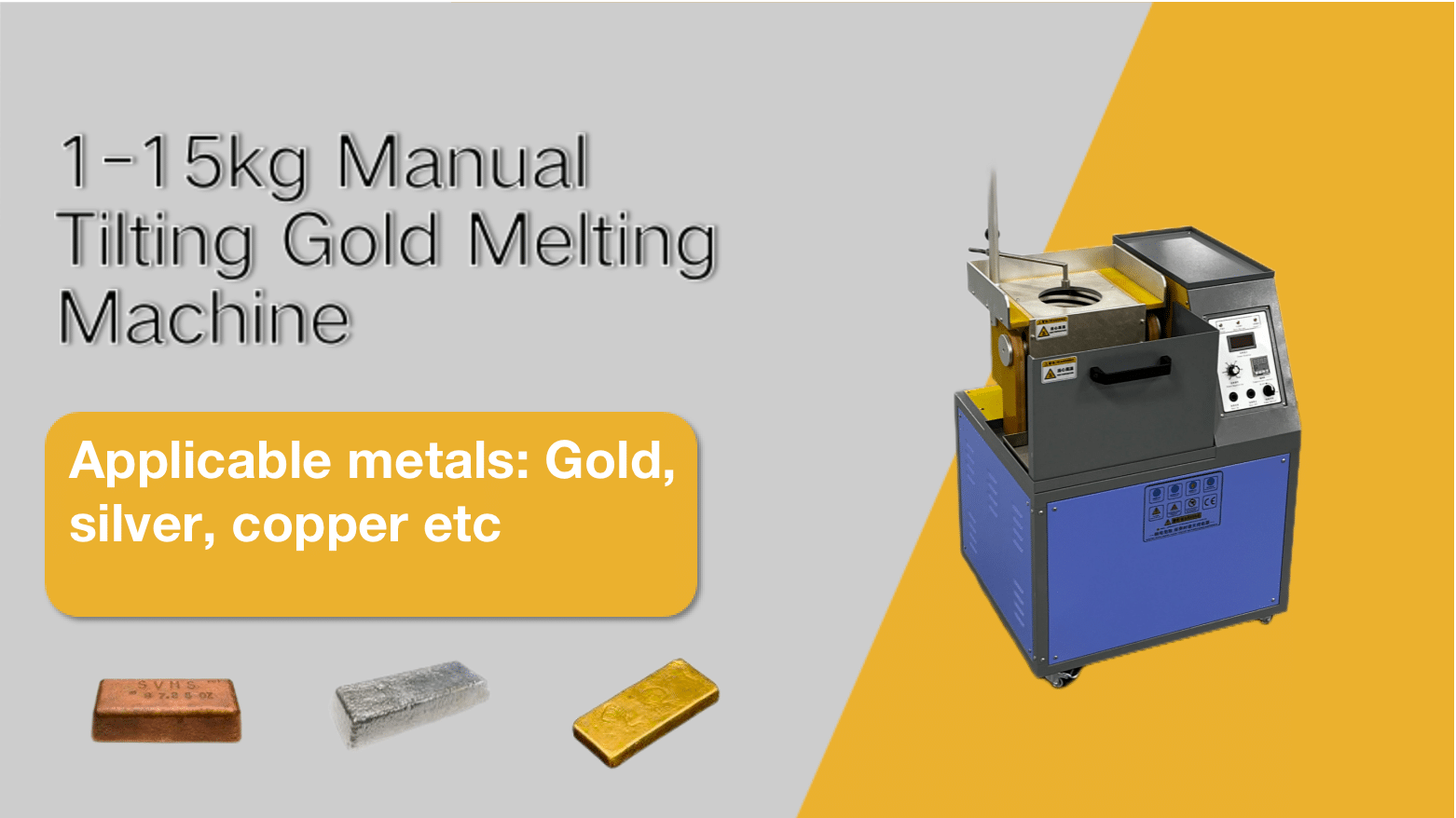 15kg Manual Tilting Gold Melting Machine