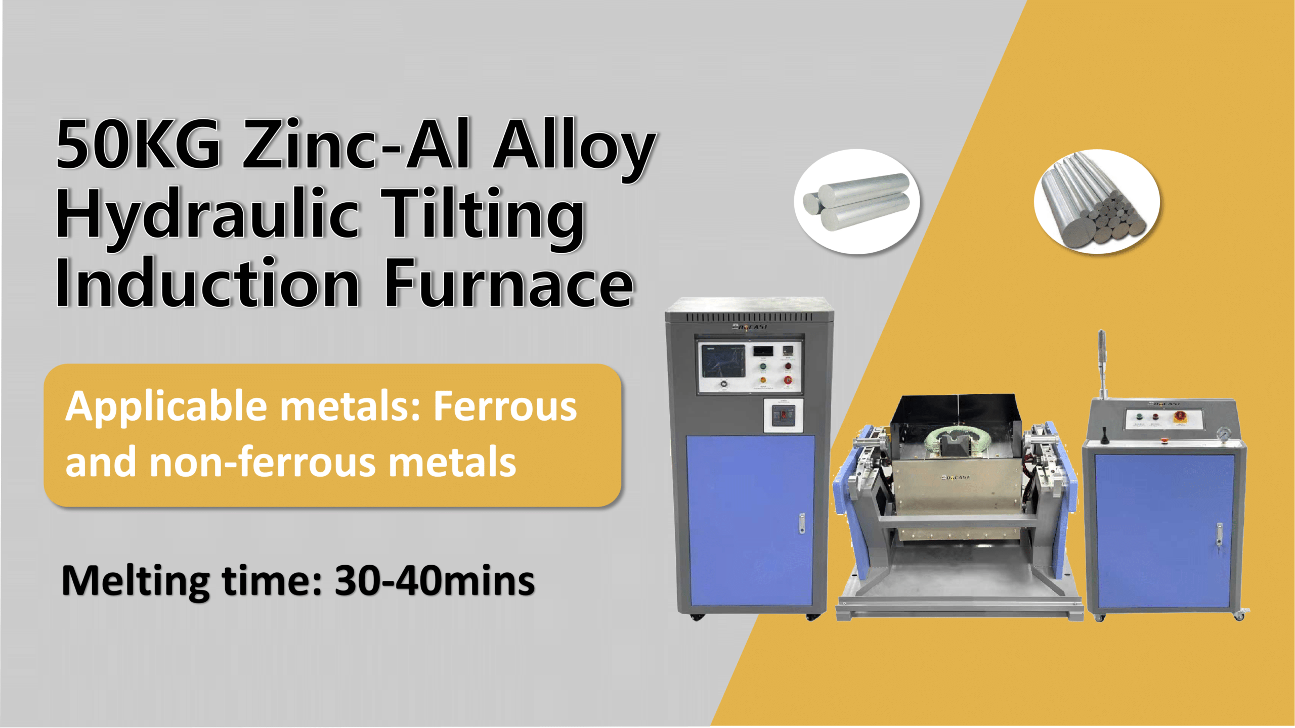 50KG Zinc Aloy Hydraulic Tilting Induction Furnace