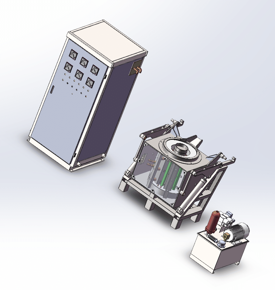 Hydraulic titling Small Induction Furnace 200kg heavy duty hydraulic tilting induction melting furnace